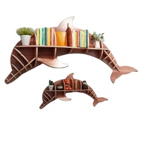 Bibliothèque créative Dauphin pour enfants Organisateur de jouets Support en forme de Dauphin Décoration murale en bois Étagère flottante pour pépinière