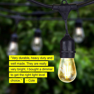 Guirlande lumineuse de 48 pieds pour patio et jardin, douilles Edison vintage, éclairage commercial, ambiance café, bande lumineuse suspendue - Product Image 6