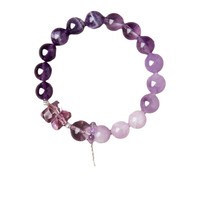 Bracelet perlé violet pour femme 2024, avec améthyste, cristaux et strass, thème Année du Dragon, cadeau idéal