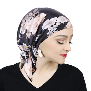 Turbante de satén con estampado personalizado, Bandana de diseñador, ropa para la cabeza, Cachemira, preatado, para quimio, árabe, venta al por mayor - Product Image 2