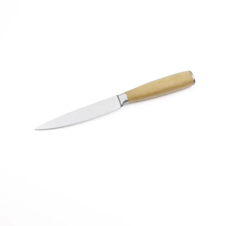 Faca de cozinha afiada de 5 polegadas, faca profissional de aço inoxidável com punho de bambu