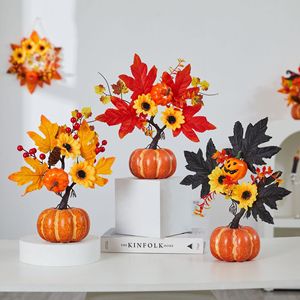 Pompe à confettis artificielle lumineuse en gros, guirlande lumineuse LED, bouquet de feuilles d'érable, décoration de table pour Halloween, automne - Product Image 4