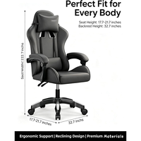 Chaise de jeu personnalisée économique, chaise de bureau de style racing avec accoudoirs articulés, appui-tête détachable et revêtement en cuir PU pour le jeu sur PC au quotidien