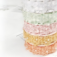 Rubans en satin de 3,5 cm avec décorations de perles, tissu tissé en polypropylène pour nœuds floraux et emballage cadeau