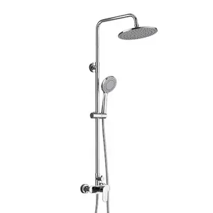 Kangrun quente frio cromo chuveiro banheiro conjuntos 4 função chuveiro torneira com alta qualidade rodada chuveiro cabeça conjunto