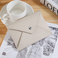 Dompet Amplop Wanita Bahan PU dengan Kancing, Desain Portabel untuk Penggunaan Sehari-hari & Hadiah, Tempat Kartu Serbaguna