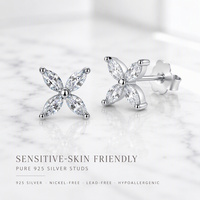 Anting-anting stud moissanite potongan marquise tanpa warna 2x4mm, perak sterling 925, perhiasan halus, anting-anting berlian moissanite