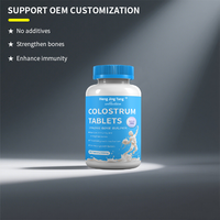 Comprimés de Calcium au Colostrum Bovin Biologique OEM – Suppléments pour Adultes, Soutien Intestinal, IGG 20% 25%, Amélioration de la Densité Osseuse, 60 Comprimés