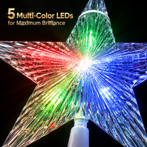 Estrella Grande de 24 cm para la Punta del Árbol de Navidad, con Luces LED Multicolores, Funciona con Pilas, para Decoración de Halloween, Cumpleaños y Festividades - Product Image 3