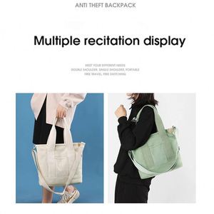 Nouveau sac fourre-tout en toile pour femme, grande capacité, multi-poches, sac bandoulière portable, sac à bandoulière unique pour l'école, les voyages - Product Image 2