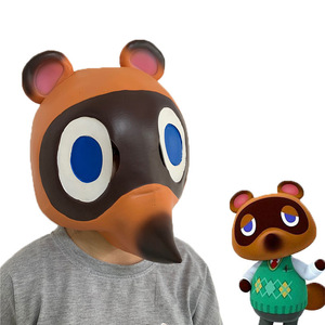 Masque Animal Tom Nook Cosplay, Masque intégral en latex motif Léopard Chat Mignon, pour Noël, Carnaval, Soirée Masquée, Costume Amusant - Product Image 2