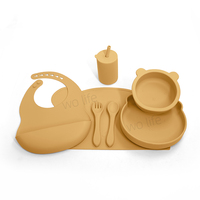 Vaisselle en Silicone sans Bpa, assiette à bavoir pour bébé, bol cuillère tasse à collation ensemble d'alimentation en Silicone pour bébé