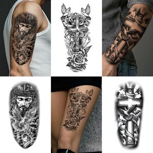 77 Fogli di Tatuaggi Temporanei Cristiani - Disegni di Gesù Cristo, Croce, Angeli e Dio per Mezzo Braccio, per Adulti, Uomini, Donne e Bambini - Product Image 5