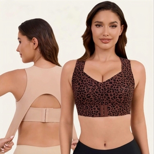 Soutien-gorge de sport grande taille pour femme à imprimé léopard, <span class=keywords><strong>correcteur</strong></span> de posture, avec bandes de gel, effet liftant, anti-affaissement, respirant, pour la gym, lingerie féminine - Product Image 2