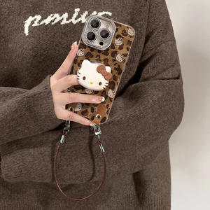 Coque de téléphone en silicone motif léopard Katie Avatar pour 16Promax avec dragonne et cordon, design mignon de dessin animé, protection antichoc - Product Image 2