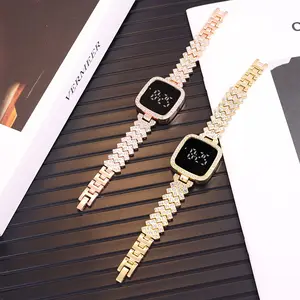 New 8187 Jewelry Dress Lady's Diamond Luxury Watch Small Fragrant LED Steel Strap Touch Watch Casual Fashion Electronic Watch
