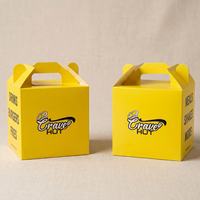 Boîte à poulet frit personnalisée imprimée, boîte alimentaire jetable en papier avec poignée, emballage à emporter pour la restauration rapide