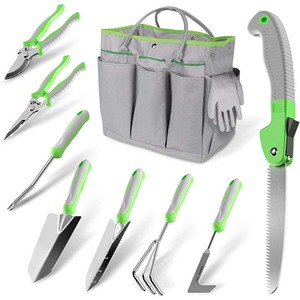 Garden Tool Set 10 Piece Stainless Steel Manual Outdoor Garden Kit With Bag Durable Modern Design - Product Image 1