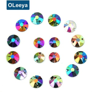 Prix de gros usine Plus de 15 couleurs 12 mm Or rose brillant AB Noir Strass en résine à dos plat Rivoli à coudre pour robe de mariée - Product Image 6