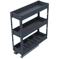 Étagère peu profonde coulissante de type tiroir pour armoire, en acier inoxydable et alliage d'aluminium, support à épices, design à montage inférieur, moderne et simple