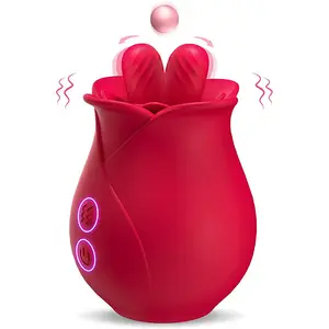 バラの舌なめる吸うバイブレータークリトリス吸盤クリトリス刺激装置赤い振動おもちゃ柔らかい医療起源
