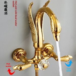 Ensemble <span class=keywords><strong>de</strong></span> <span class=keywords><strong>douche</strong></span> mural en laiton doré <span class=keywords><strong>de</strong></span> style européen et chinois rétro, avec <span class=keywords><strong>barre</strong></span> <span class=keywords><strong>de</strong></span> <span class=keywords><strong>douche</strong></span> à jet doux pour usage domestique et hôtelier (5 ans) - Product Image 2