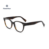 Montures de lunettes rondes en acétate Flowerfour avec logo personnalisé et rivets, lunettes optiques pour adultes unisexes, lunettes à monture complète