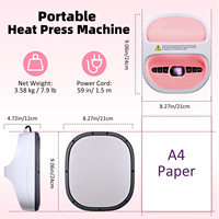 Presse à chaud portable de petite taille 8,3 * 9,6 pouces (21 * 24 cm) pour transfert thermique DIY, mini presse à chaud manuelle