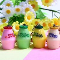 Porte-clés en résine Little Fatty Dwen coréen, motif banane, lait, fraise, melon d'eau, imitation banane, lait, caoutchouc