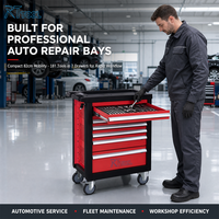 Coffret à outils roulant RT TOOL à 7 tiroirs, ensemble de 181 outils, chariot d'atelier verrouillable pour la réparation automobile