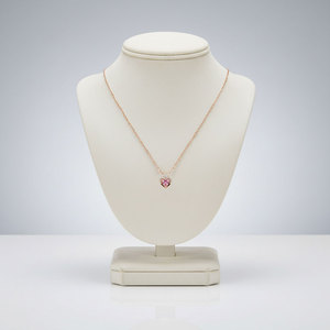 Collier en saphir rose en forme de cœur, très populaire, bijou romantique, or massif 18 carats, diamants naturels, pour la Saint-Valentin - Product Image 2