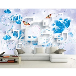 Papier peint panoramique 3D motif lys, <span class=keywords><strong>tapisserie</strong></span> sur mesure <span class=keywords><strong>pour</strong></span> salon - Product Image 3