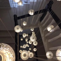 Lustre moderne de luxe blanc pour escalier, avec cristaux, hauteur réglable, LED E12, pour salon, villa, hall d'entrée, foyer