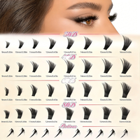 Kits de cils en grappe ultra-épais faits à la main et personnalisables (C, D, DD) en plastique, 12 rangées, avec logo et emballage personnalisés – Vente en gros