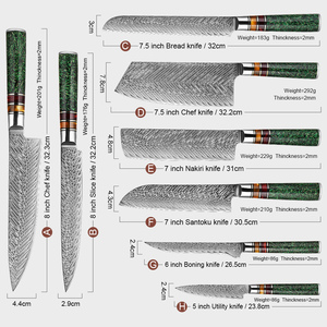 XITUO High Quality Kitchen <strong>Knives</strong> <strong>Sets</strong> Damascus Steel Chef <strong>Knife</strong> <strong>Sharp</strong> Multipurpose Kitchen Tools Green Grain Shell Resin Handle - Product Image 2