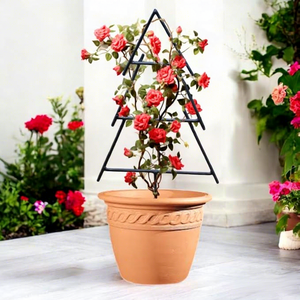 Pot de fleurs avec support en treillis métallique à motif corde pour roses grimpantes - Product Image 1