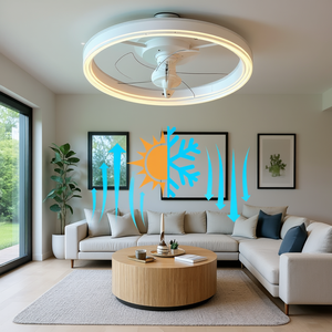 Ventilatore da Soffitto LED 19,7 Pollici, 3 Pale, Motore DC, 6 Velocità, Telecomando, Design Moderno, Montaggio a Filo, Tre Temperature, per Soggiorno - Product Image 2