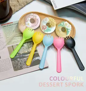 Ice Cream Dessert Small Spoon Disposable Mini Colorful Fork Spoon