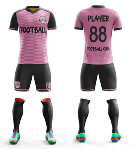 ชุดเสื้อฟุตบอลสำหรับผู้ชายเสื้อฟุตบอลสีชมพูพิมพ์ดิจิตอลออกแบบได้ตามต้องการ - Product Image 2