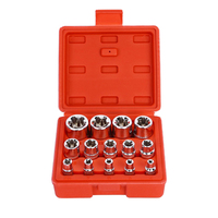 14Pcs Set Soket Torx E dengan Kotak 1/4 3/8 1/2 Inch Drive E4-E24 Kit Soket Bintang Torsi Eksternal
