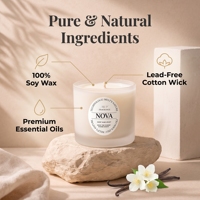 Bougie aromatique personnalisable NOVA de style britannique - Fabriquée à la main en cire de soja et de noix de coco, longue durée, cadeau idéal pour les fêtes et la fête des mères
