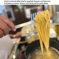Nouvelle fourchette à pâtes, fourchette en acier inoxydable 304 en forme de peigne, outil de service robuste pour spaghetti, ustensile de cuisson traditionnel italien pour nouilles