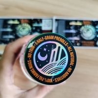 Autocollants personnalisés en vinyle, impression couleur recto-verso, estampage à chaud holographique, finition pour bouteilles et autocollants de couvercle