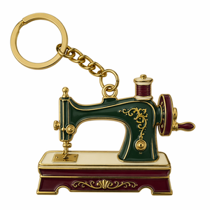 Portachiavi in Metallo Personalizzato a Tema Macchina da Cucire Vintage, Smalto Duro, Souvenir Artigianale Retrò per Sarti e Appassionati di Cucito - Product Image 3