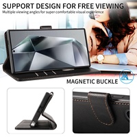 Étui de protection pour téléphone portable S26 Ultra en PU+TPU, design uni, avec support magnétique