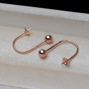 S925 <b>Silver</b> Adjustable Ball <b>Earrings</b> for Women Long <b>Chain</b> Pearl DIY Accessories with Empty Holder Jewelry Findings & Components - Product Image 3