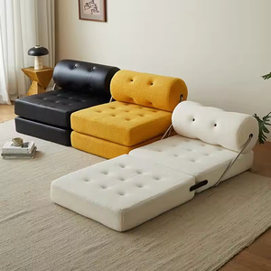 Chaise longue inclinable moderne pour une personne, couleur crème, design pliable en tissu, idéale pour les petits salons - Product Image 1
