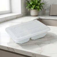 Boîte à lunch rectangulaire jetable en plastique PP Minxing MX-R001, 2 ou 3 compartiments, personnalisable, pour emporter des sushis, des nouilles, des hamburgers