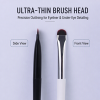 Kuas Multifungsi Sudut Miring Putih Ultra Halus untuk Eyeshadow, Alis, dan Concealer dengan Bulu Sintetis