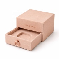 Caja de Joyería de Terciopelo Rosa Personalizada con Cajón Extraíble y Asa de Anillo para Empaque de Regalo de Lujo para Collares y Pulseras